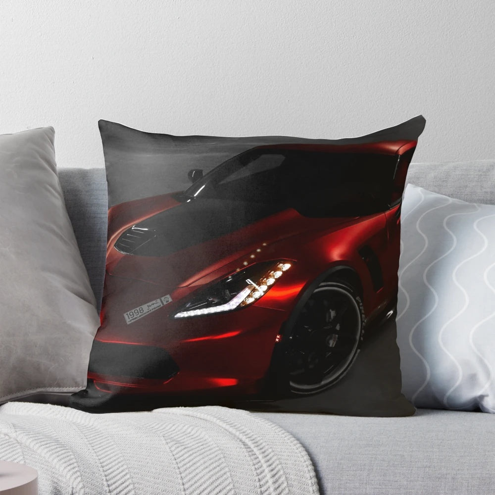 Corvette Z06 sports car pillow with Chevy logo