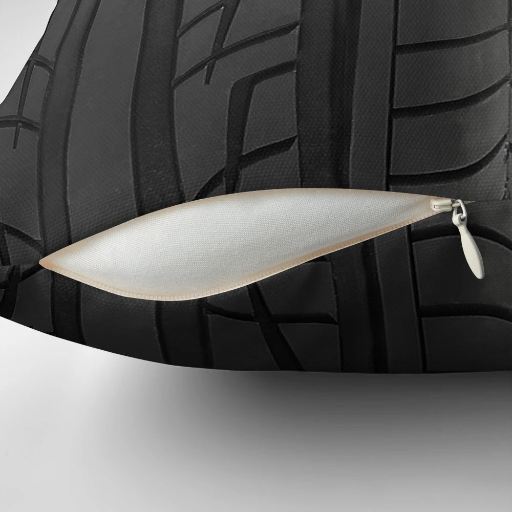 High-quality pillow featuring a realistic race car tyre design