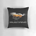 Stylish Ford Mustang GT logo emblem design pillow in orange and black color scheme