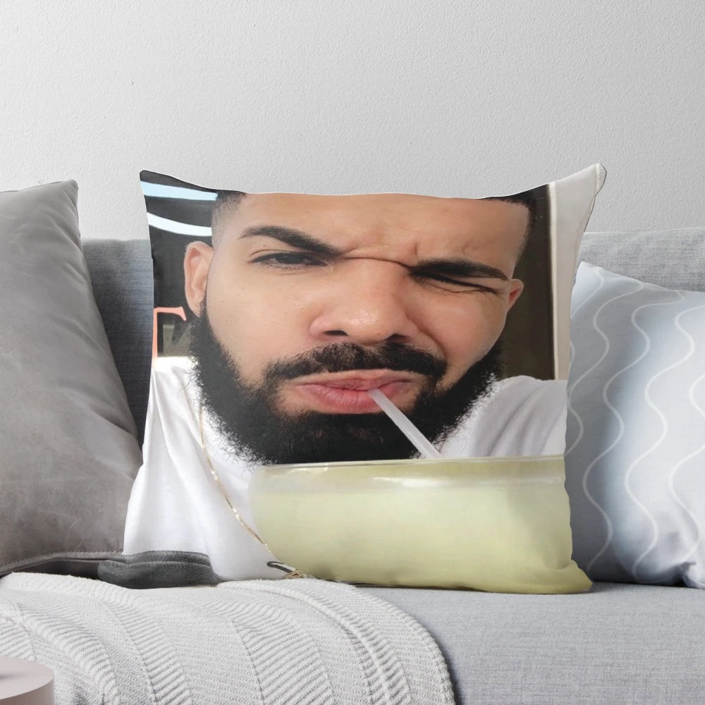 Soft, plush pillow featuring the name and branding of Canadian rapper Drake