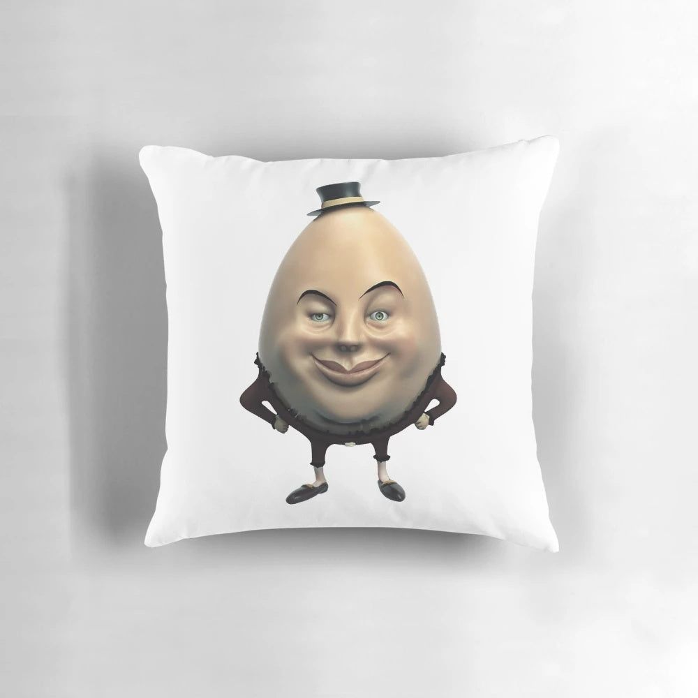 Soft, plush Humpty Dumpty pillow with vibrant colors and intricate details