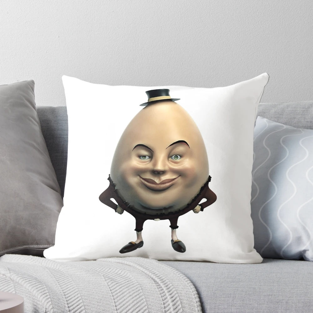 Soft, plush Humpty Dumpty pillow with vibrant colors and intricate details