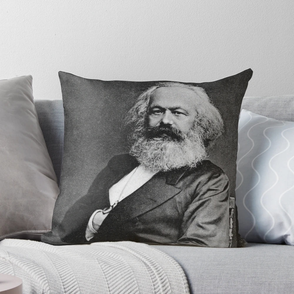 High-quality Karl Marx pillow featuring the renowned German philosopher