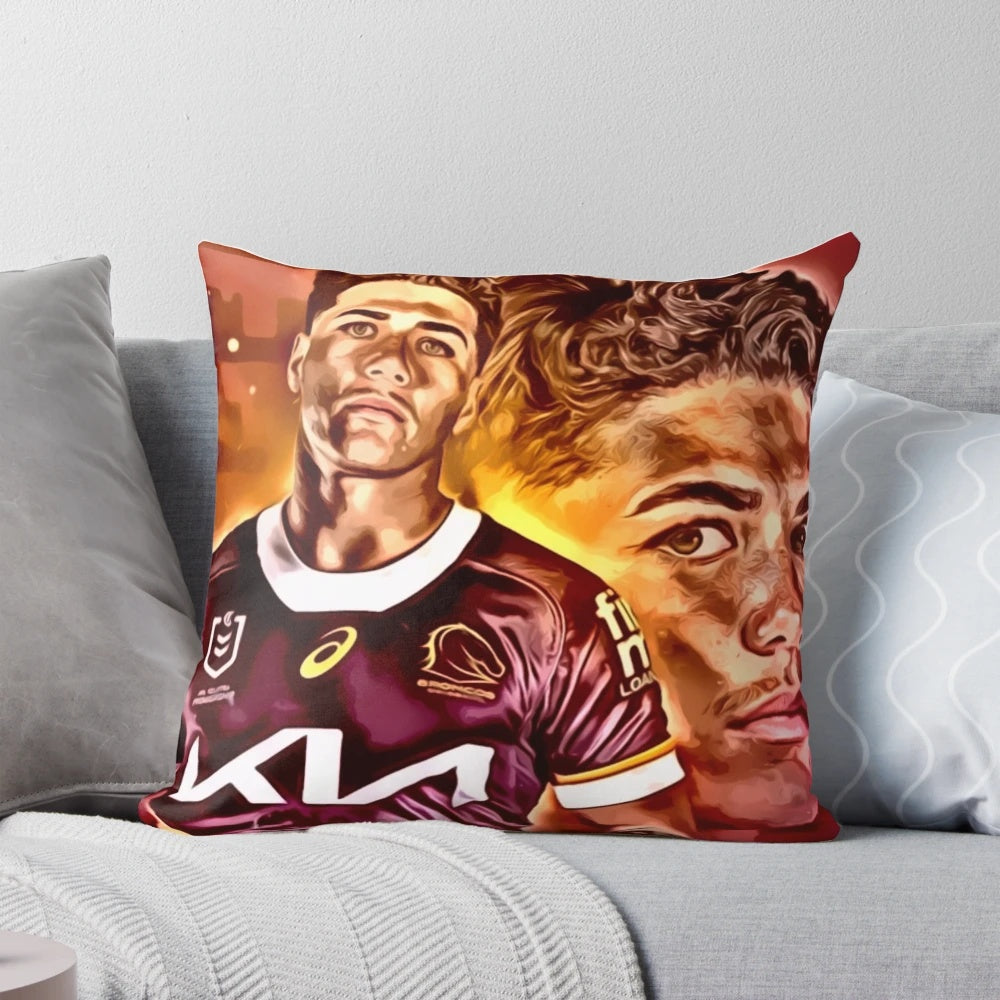 Reece Walsh, a professional rugby league player, featured in a high-quality pillow design.