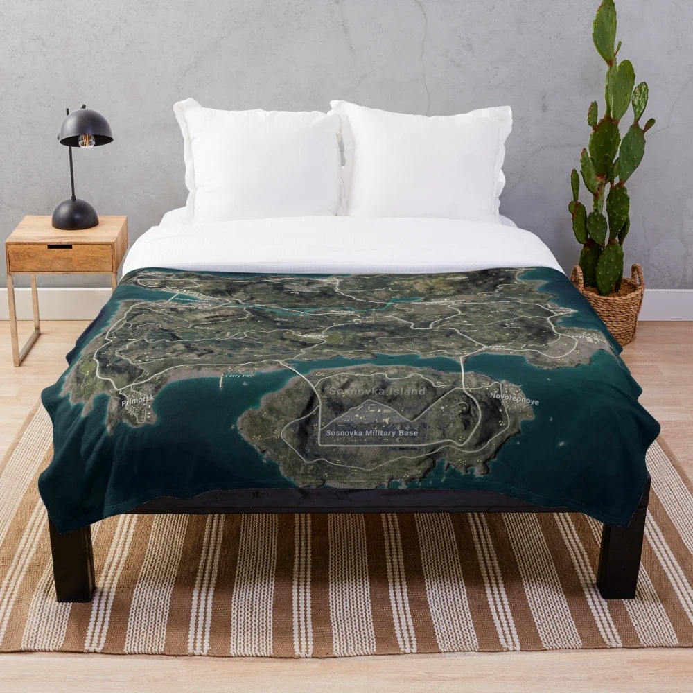PUBG Erangel Map Printed Plush Blanket