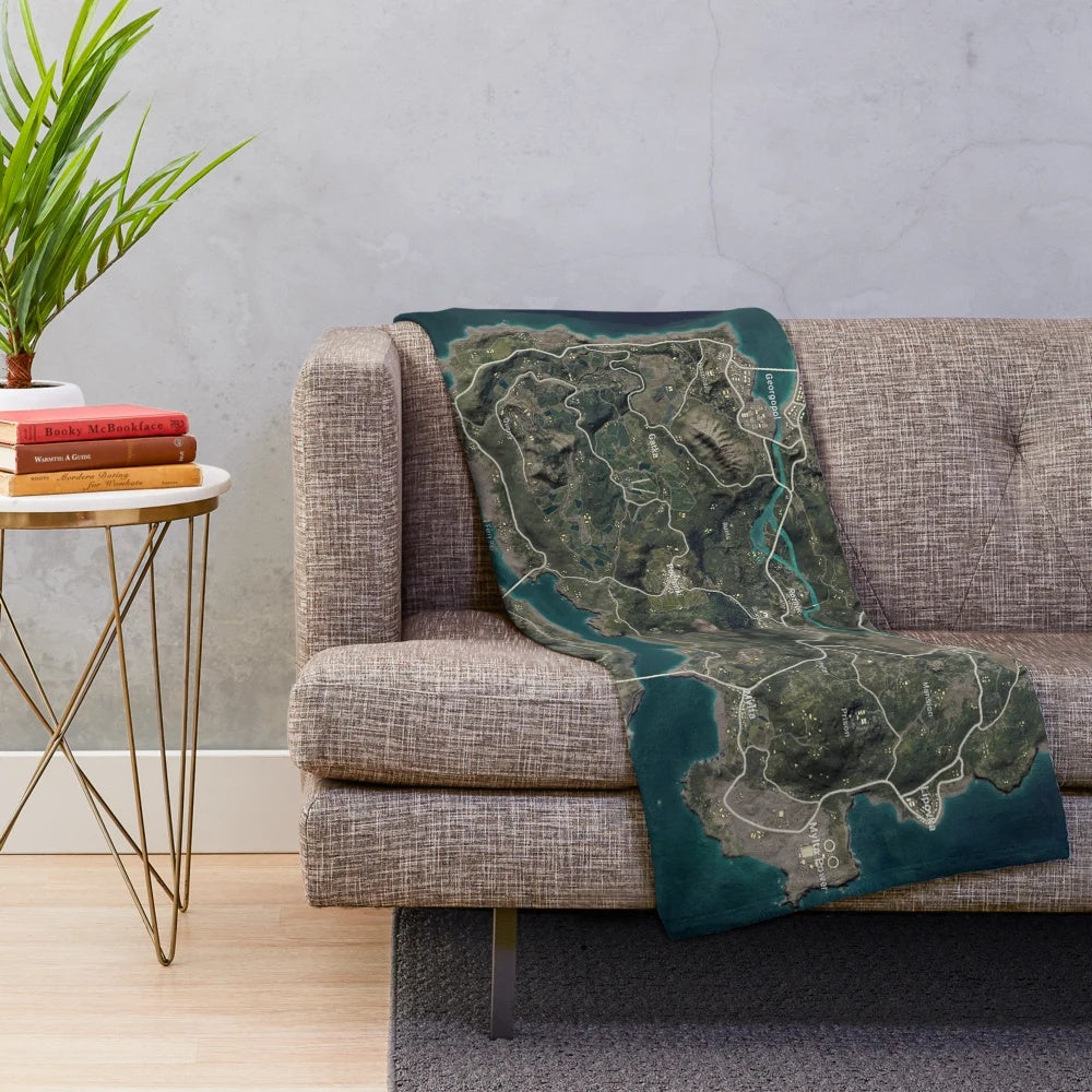 PUBG Erangel Map Printed Plush Blanket