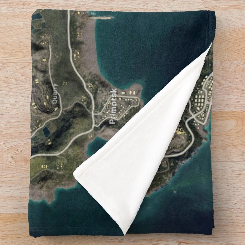 PUBG Erangel Map Printed Plush Blanket