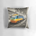 Padded pillow featuring the Paddington station logo and colors, perfect for comfortable high-speed train journeys.