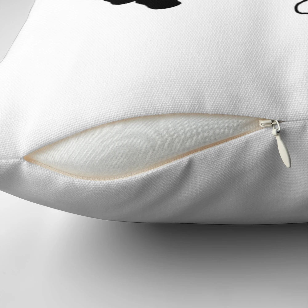 Humorous "Another One Bites the Dust" themed decorative pillow with a quirky, ironic design