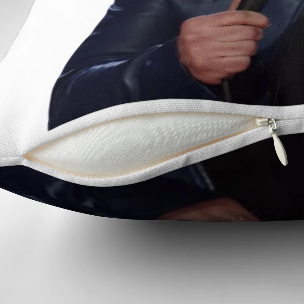 Stylish 'Aren't You Embarrassed?' pillow featuring comedian Sebastian Maniscalco