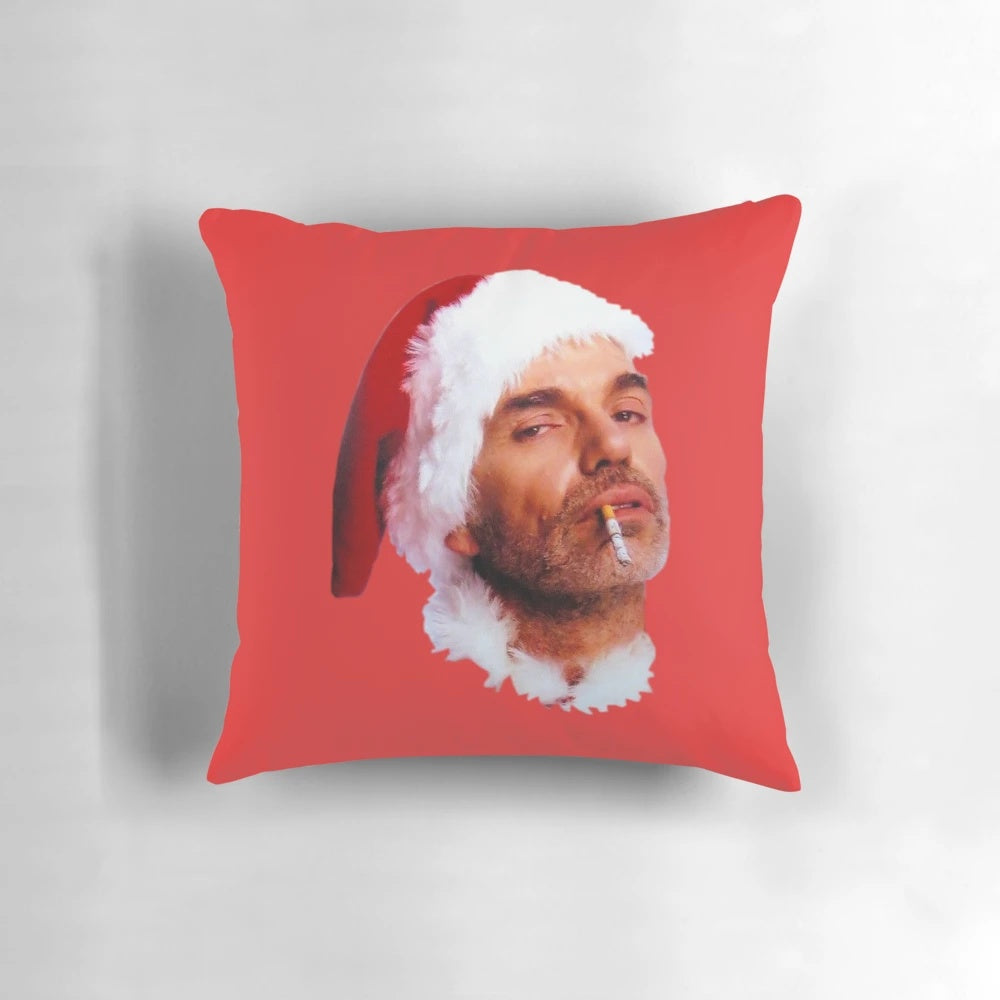 Funny "Bad Santa" smoking a cigarette plush pillow for holiday home decor
