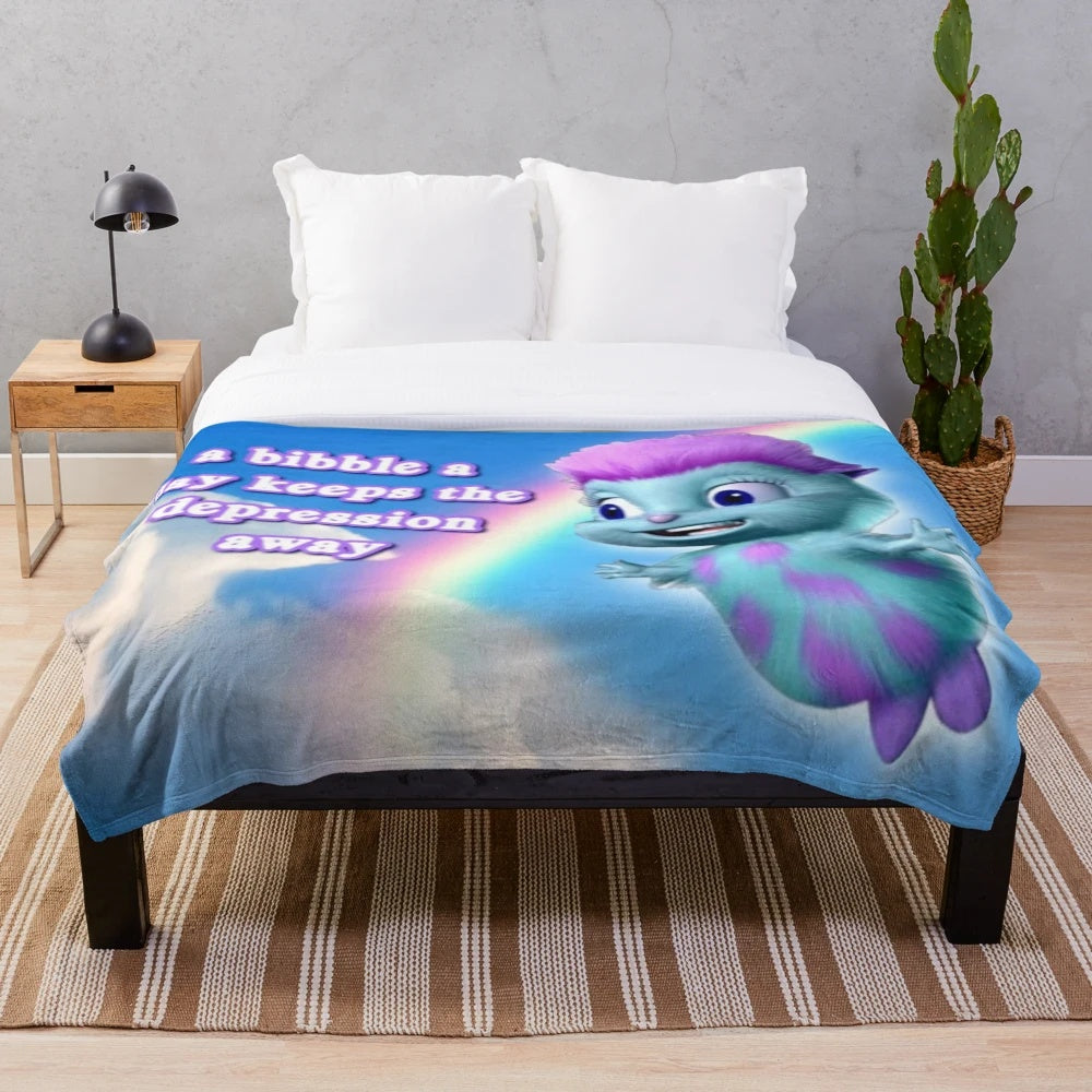 Plush blanket featuring the "Bibble" meme design