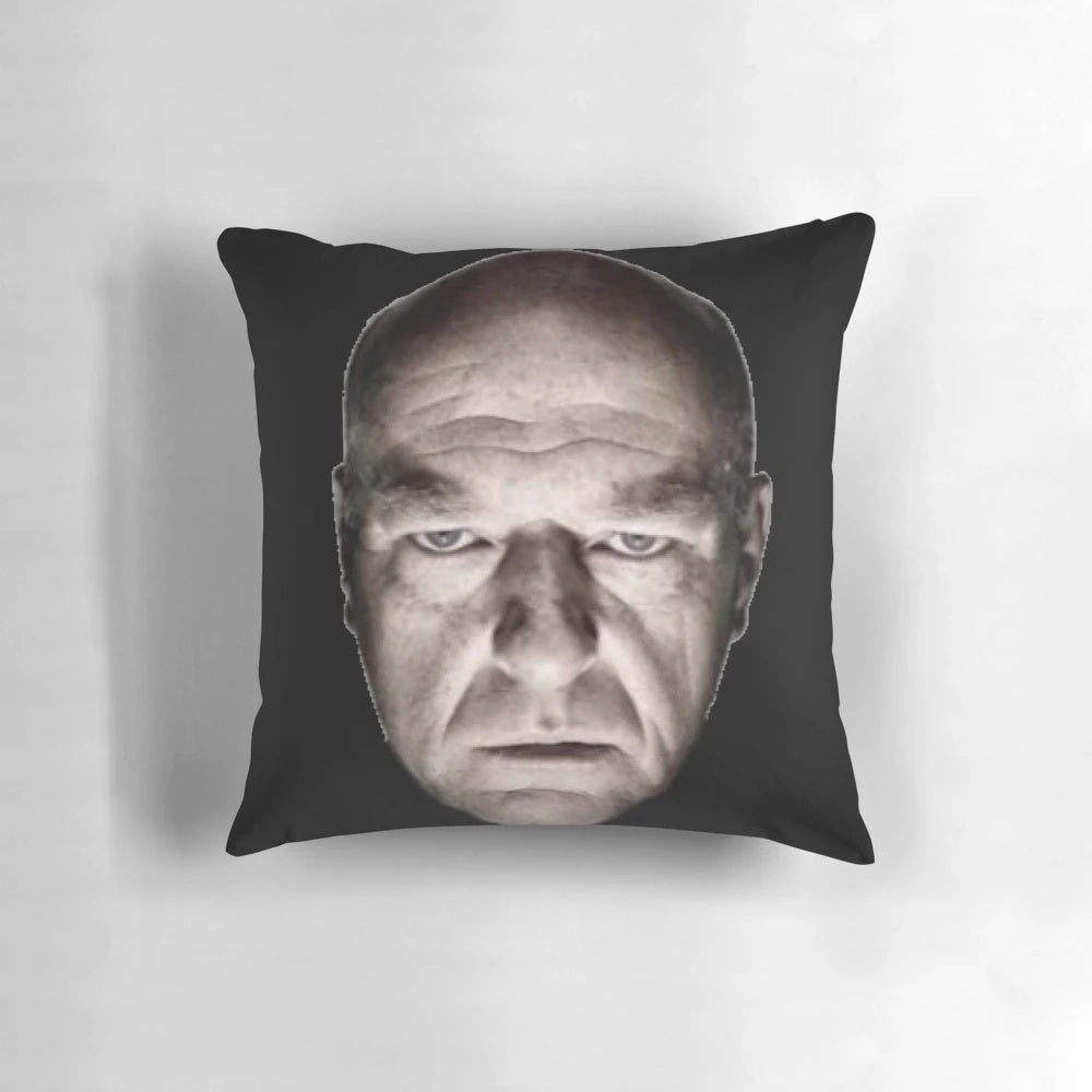 Hank from Breaking Bad staring meme printed on a soft, comfortable pillow