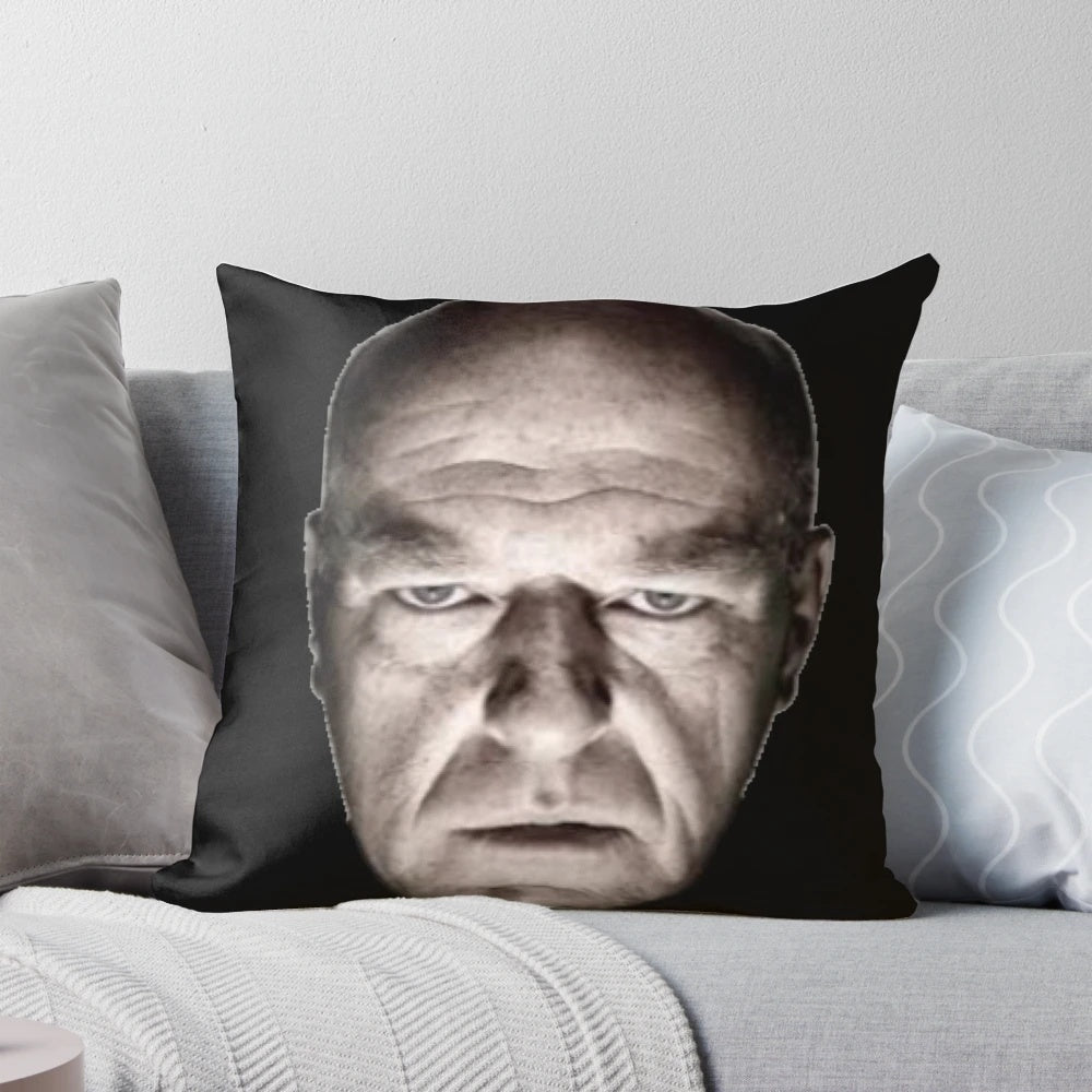 Hank from Breaking Bad staring meme printed on a soft, comfortable pillow