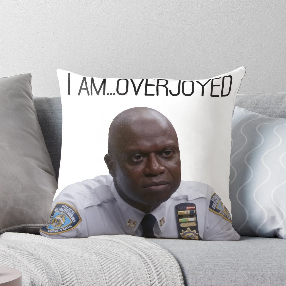 Brooklyn 99 Pillow with Illustrations of Captain Holt's Facial Expressions