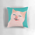 A soft, plush pillow featuring the popular "Cat No Banana" meme design.