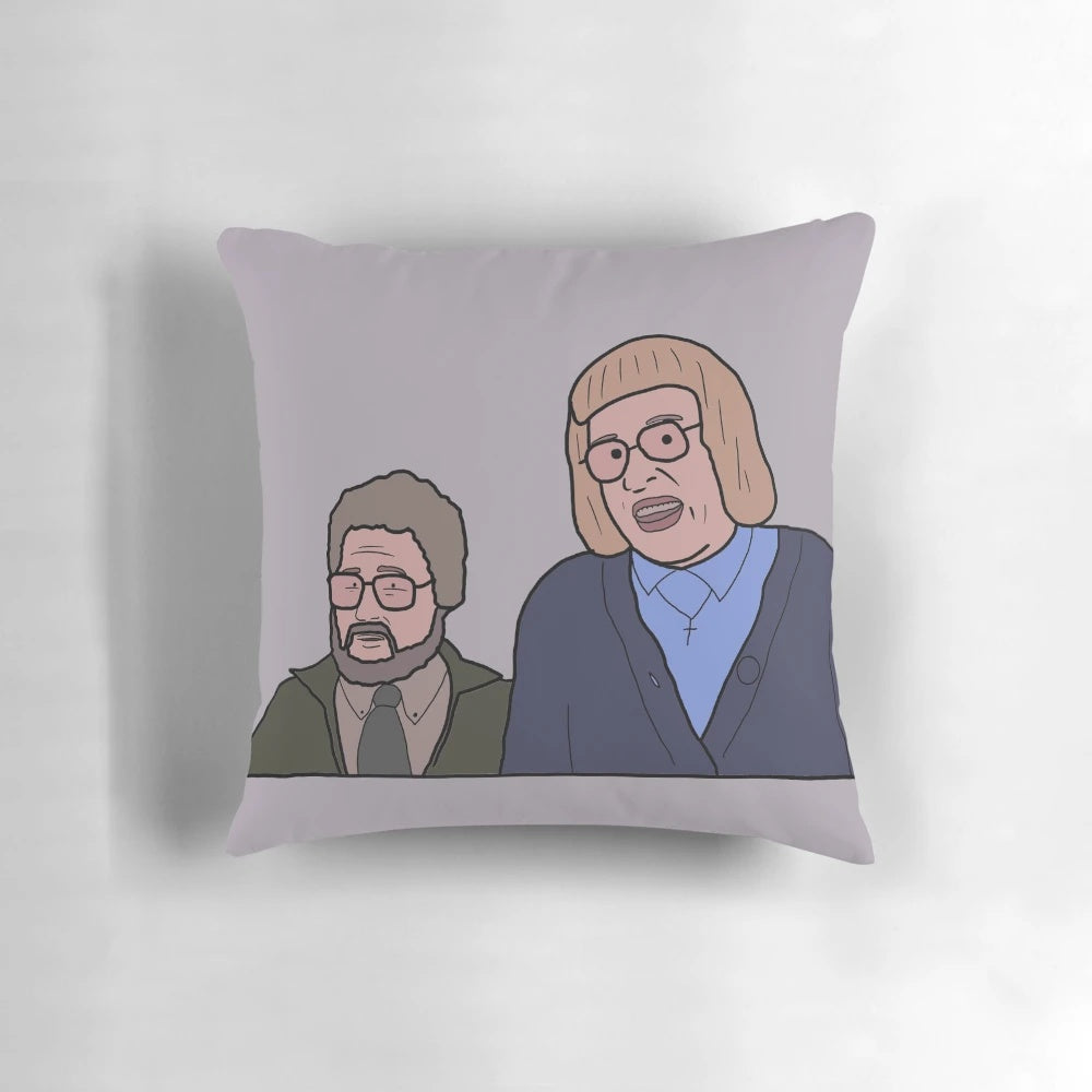 Come Fly With Me" Judith and Peter Holiday from Hell Pillow