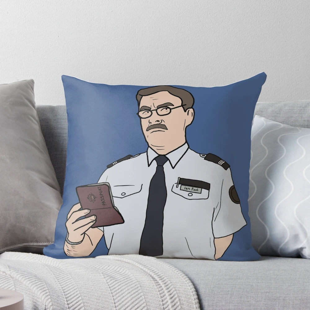 "Come Fly With Me" Ian Foot BBC Comedy Airport Humor Pillow