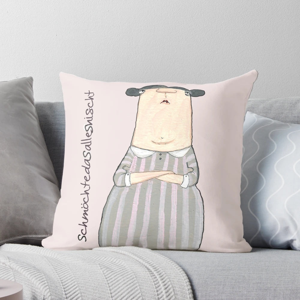Funny printed pillow featuring a cat with the text "Didn't smack it all" for office and coworker gifts