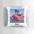 Plush dog-shaped pillow with "Bah" text, inspired by the popular "Dog of Wisdom" meme