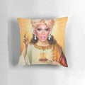Colorful collage pillow featuring a drag queen version of Jesus Christ