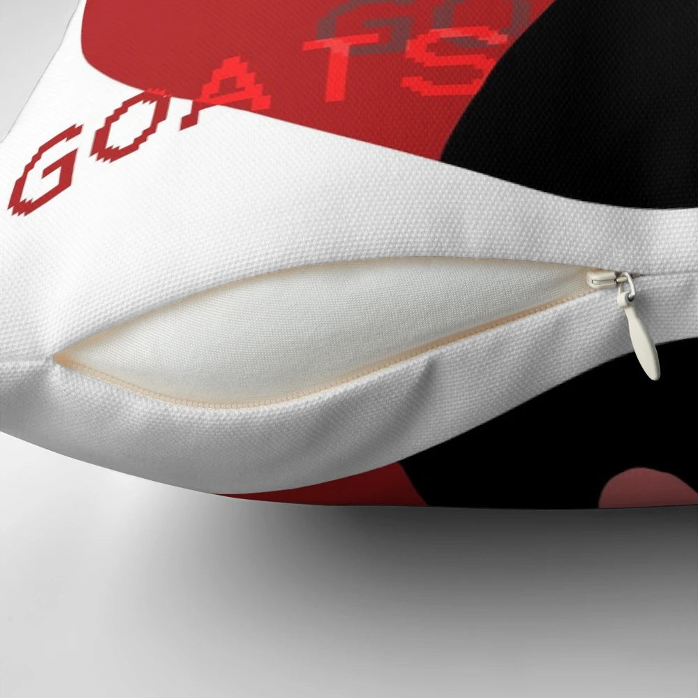 Soft, plush pillow featuring a playful goat design, perfect for cozy comfort and laughter.