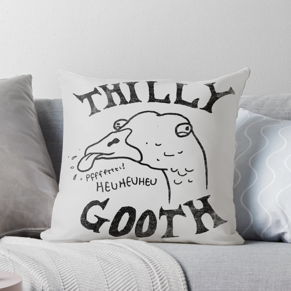 Soft, plush pillow featuring a funny, tongue-sticking-out goose design for a playful, whimsical home accent.