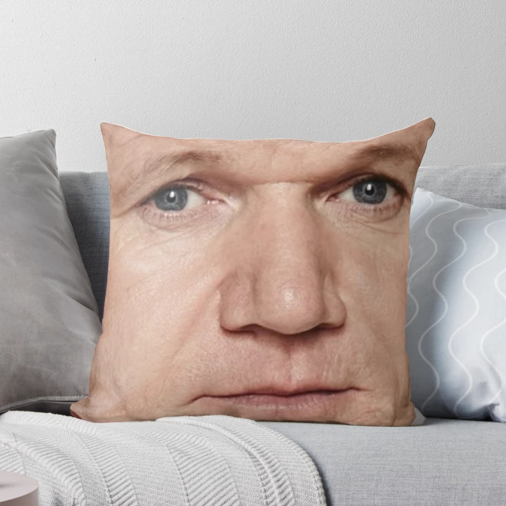 Funny Gordon Ramsay-themed decorative pillow with his iconic facial expression