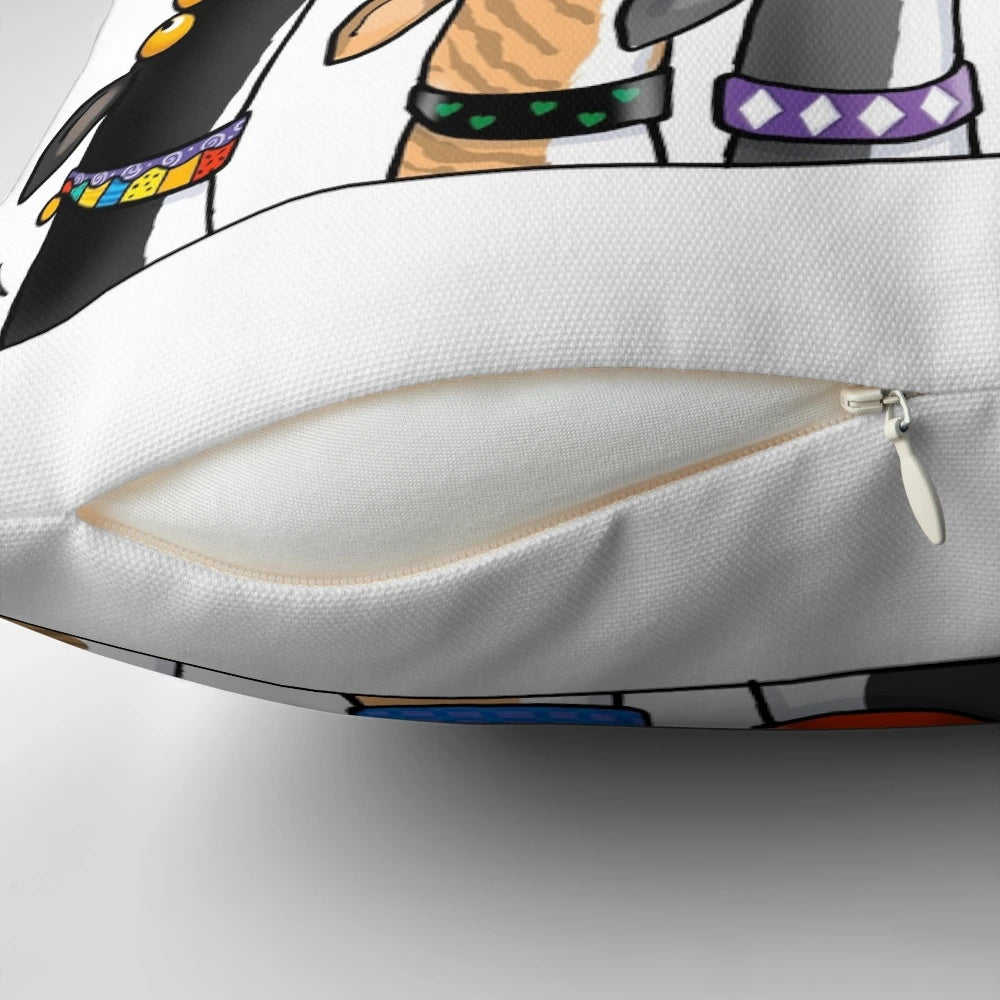 Cartoon image of a greyhound or sighthound dog on a decorative pillow