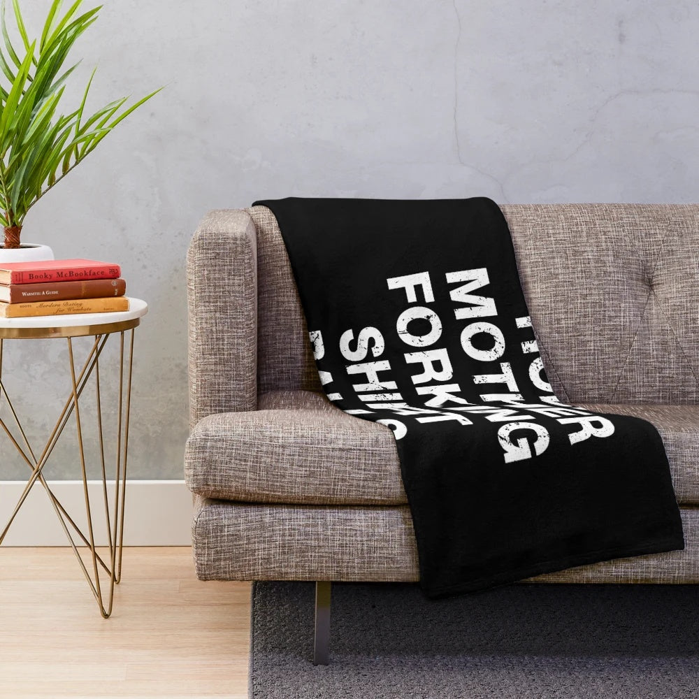 Holy Forking Shirt Balls" plush blanket featuring a funny quote from The Good Place TV show