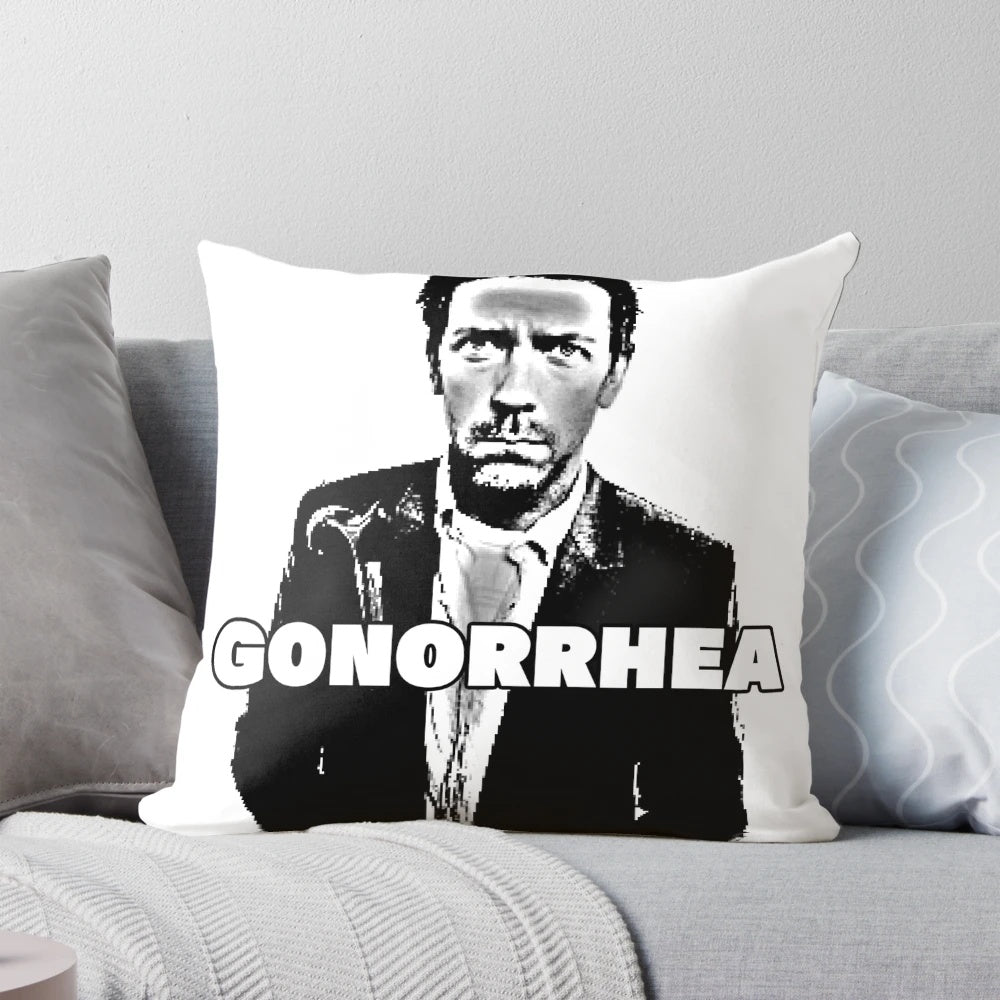 Plush pillow with a humorous "House M.D." design, featuring the character Dr. Gregory House