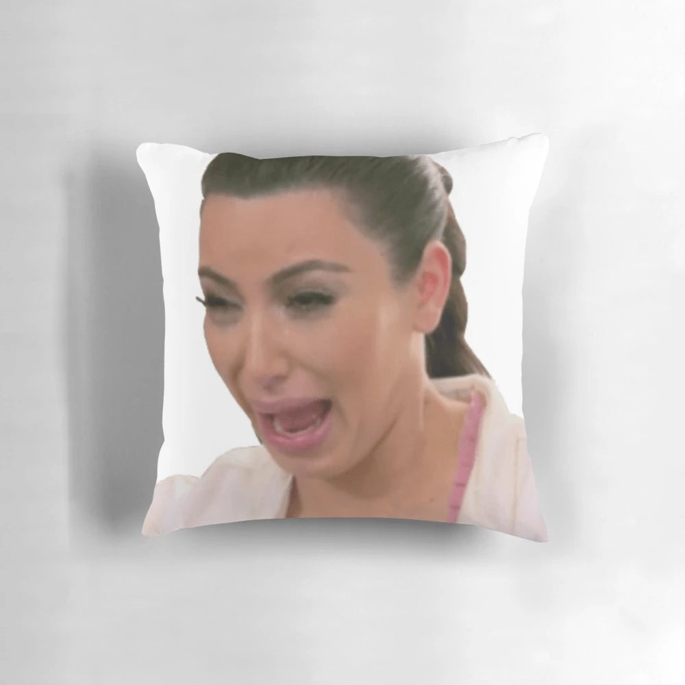 Kim Kardashian Crying Meme Printed Pillow for Funny Home Decor