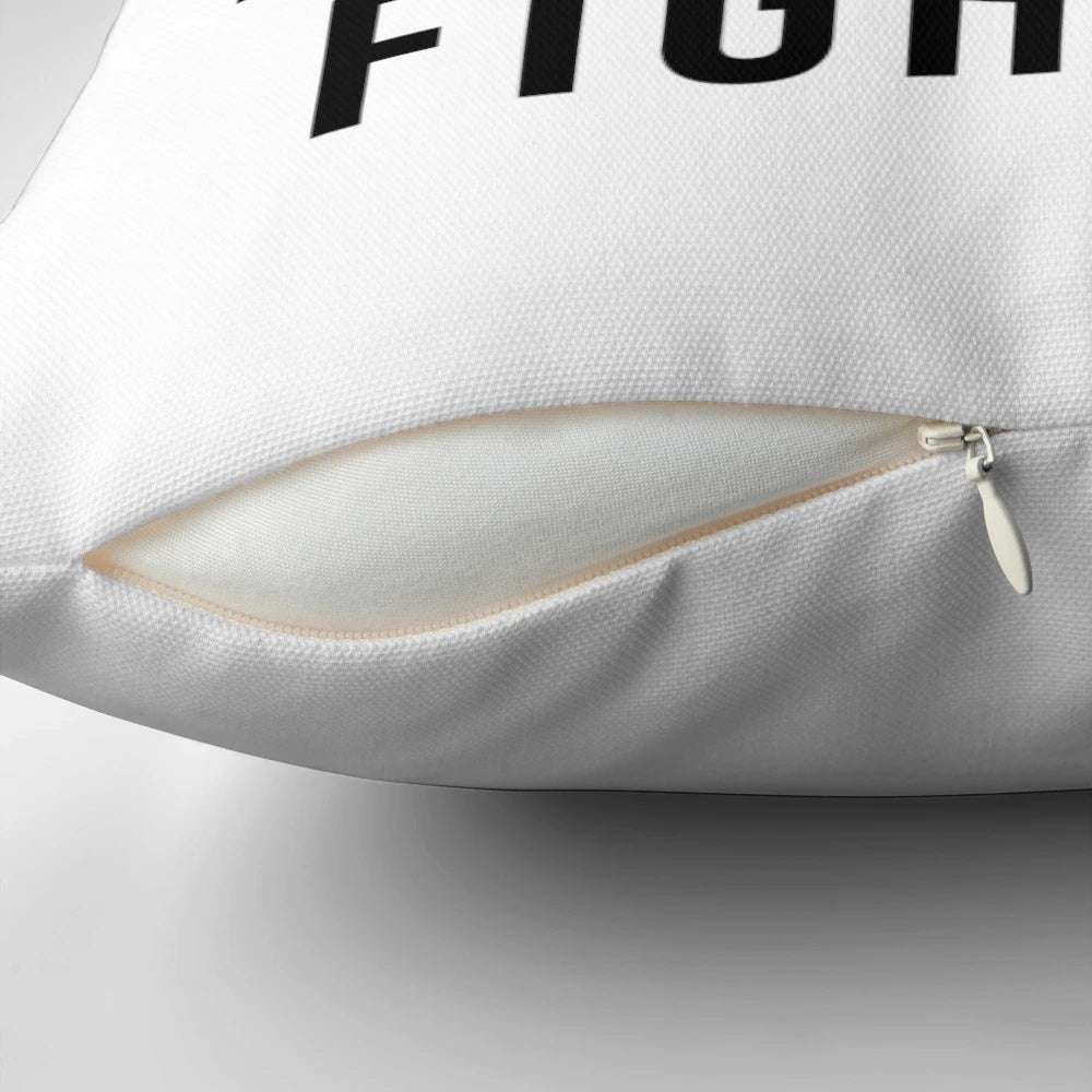 A humorous pillow featuring a parody of the "Kung Fu Fighting" song lyrics
