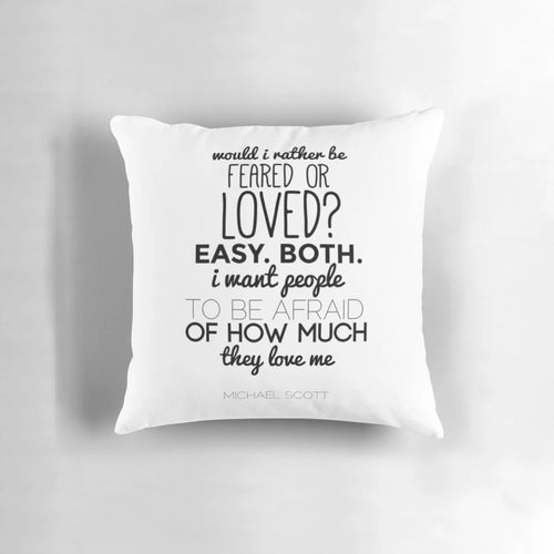 "Decorative pillow featuring a quote from Michael Scott, the beloved character from the TV series The Office"
