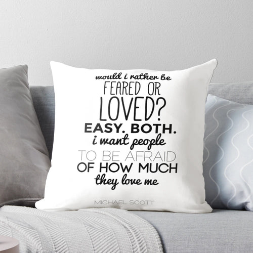 "Decorative pillow featuring a quote from Michael Scott, the beloved character from the TV series The Office"