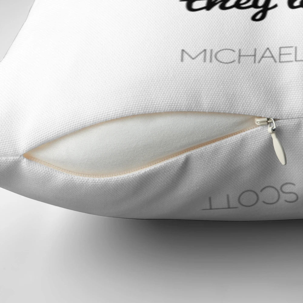 "Decorative pillow featuring a quote from Michael Scott, the beloved character from the TV series The Office"