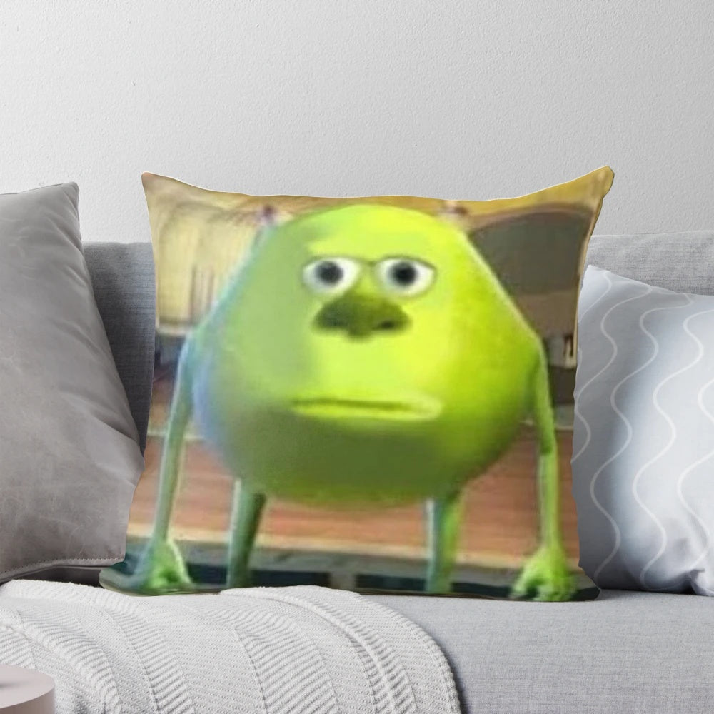 Mike Wazowski from Monsters Inc printed on a soft, plush pillow