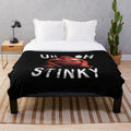 Monke meme-inspired plush blanket featuring humorous "Uh oh, stinky" design