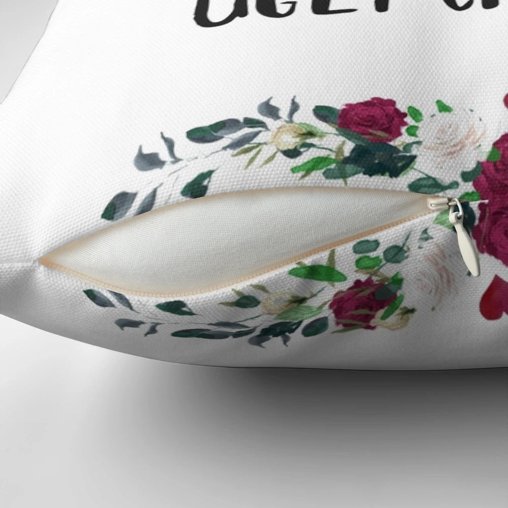 Funny mother's day pillow with text "At least you don't have ugly children