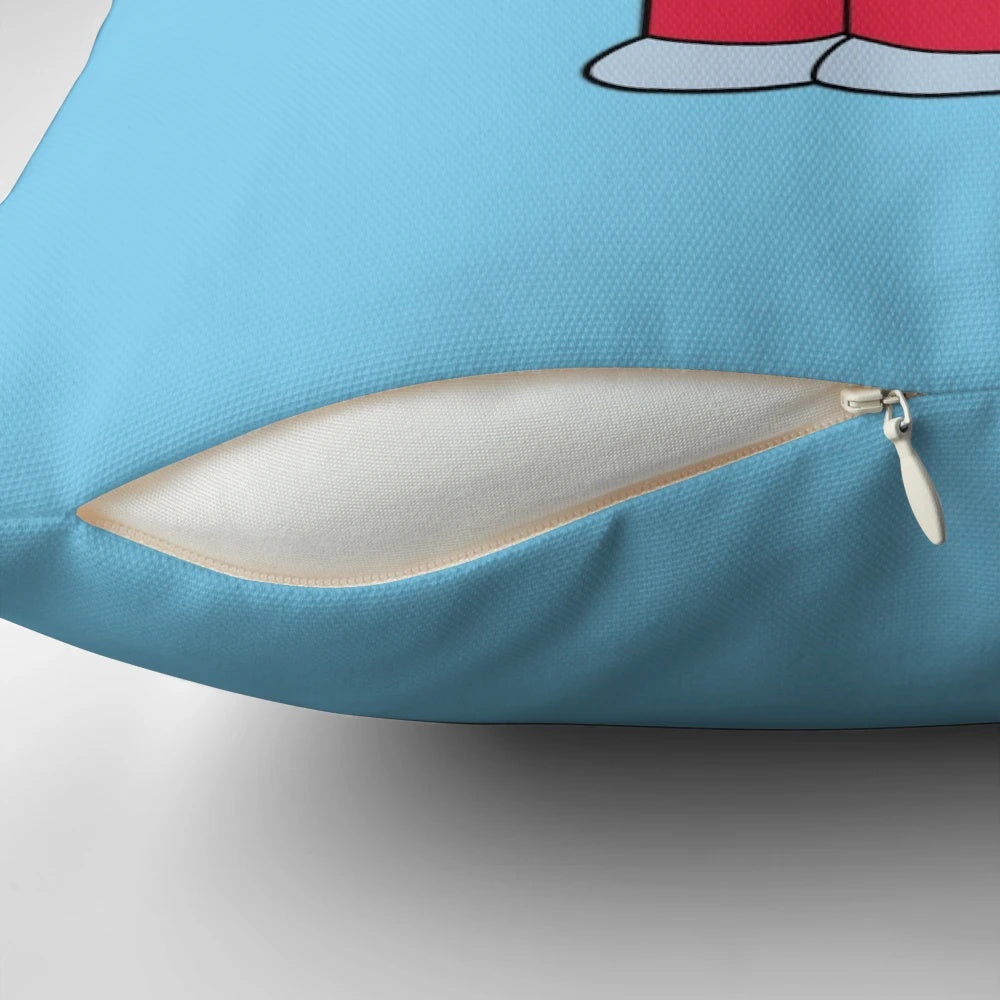 Pillow featuring a mashup of the iconic Family Guy characters Peter, Lois, and Stewie Griffin