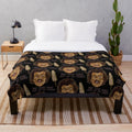 Plush blanket with corn and wrestling graphics
