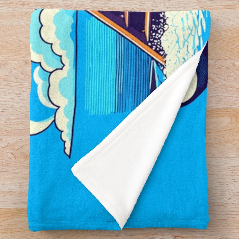 Plush blanket with "The Gluten Show" movie parody design