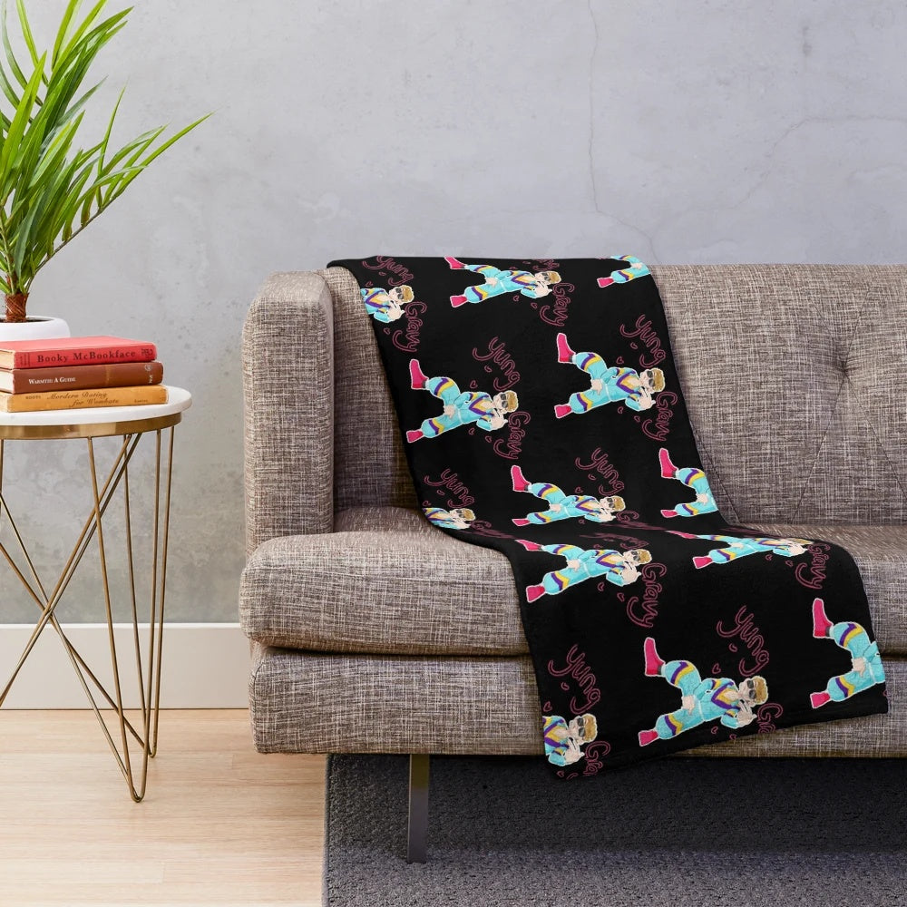 Rapper dancing plush blanket featuring Yung Gravy inspired design