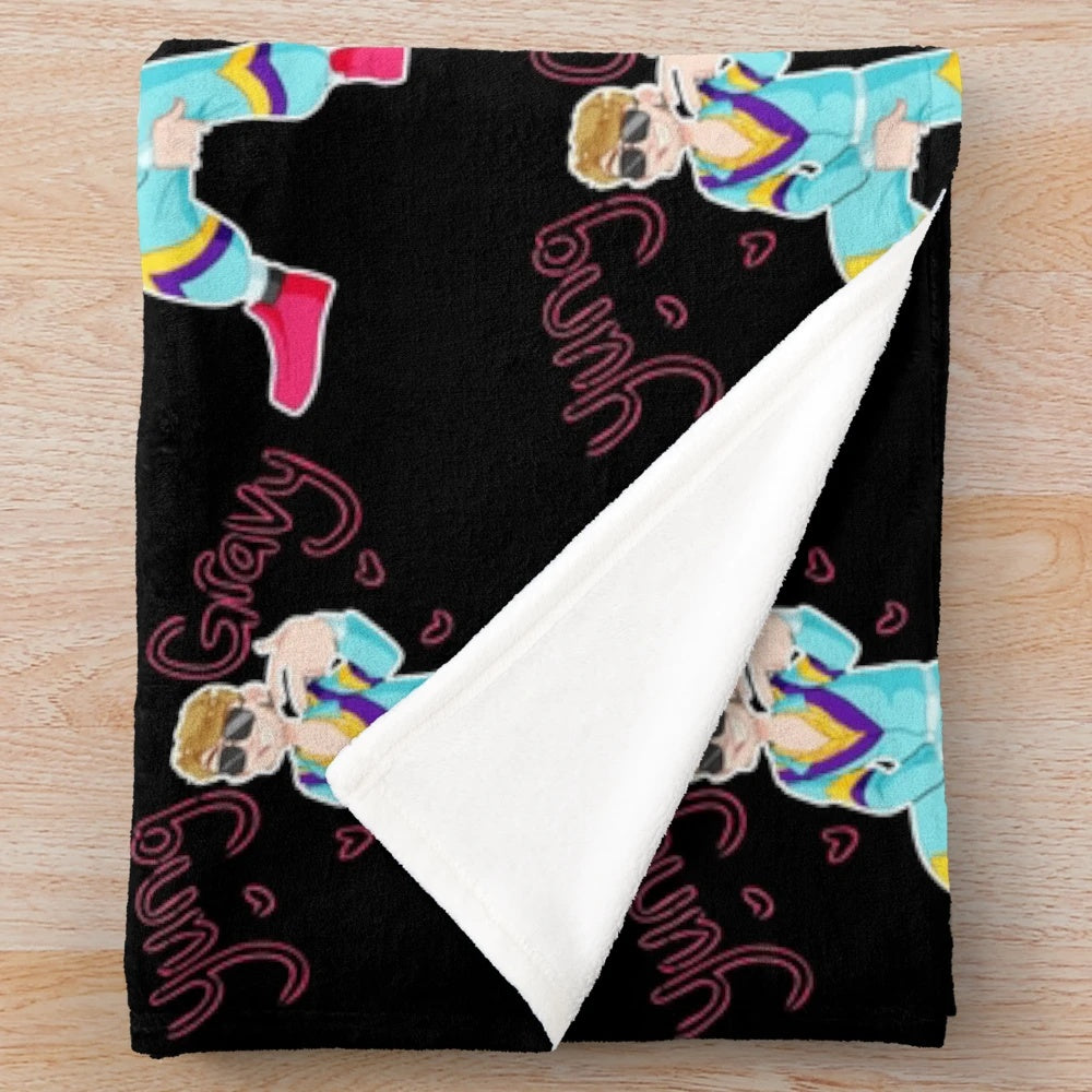 Rapper dancing plush blanket featuring Yung Gravy inspired design