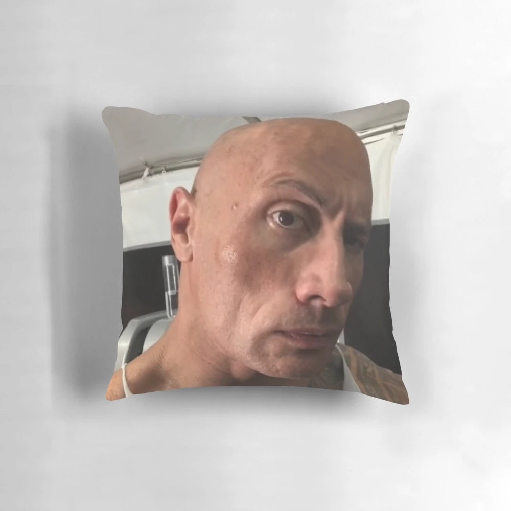 Decorative pillow featuring the iconic rock eyebrow meme