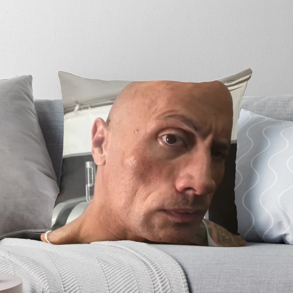 Decorative pillow featuring the iconic rock eyebrow meme