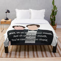 Step Brothers movie plush blanket featuring the iconic job interview scene