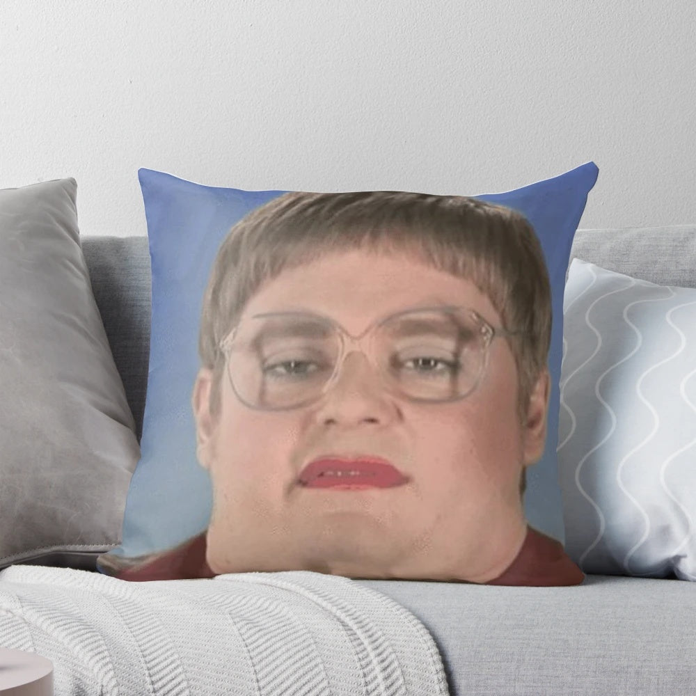 Colorful Tim and Eric inspired comedy pillow with text and graphics