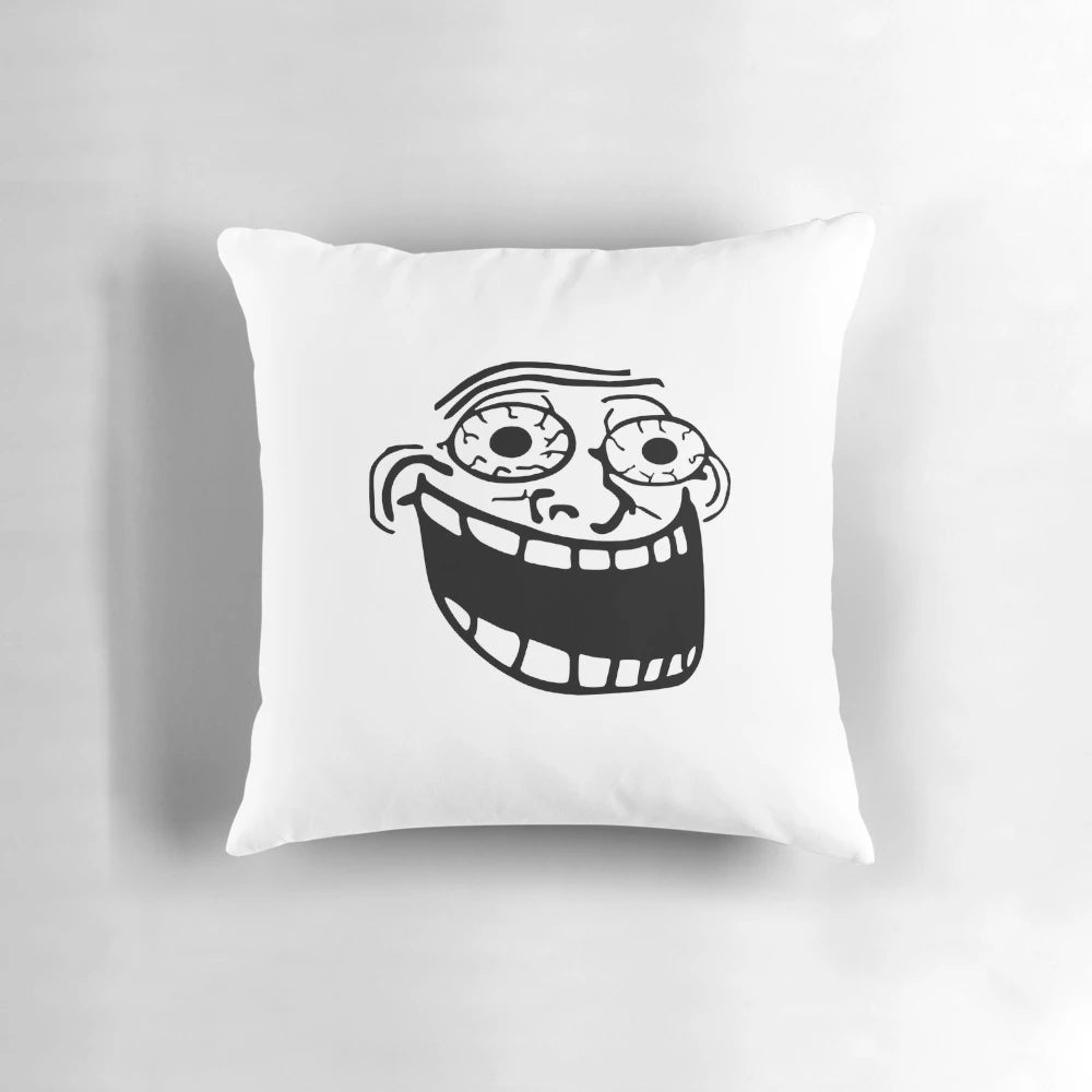 Troll Face Pillow - Iconic Internet Meme Printed on a Soft, Comfy Pillow