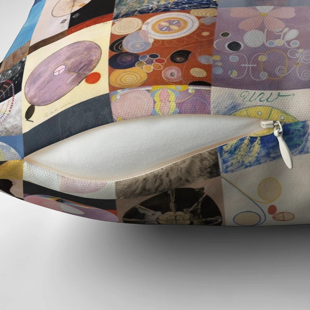 Hilma af Klint inspired abstract art throw pillow with mystic, minimalist design
